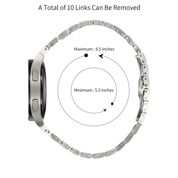 For Samsung Galaxy Watch6 40mm / 44mm / Watch6 Classic 43mm / 47mm Stainless Steel Strap with Quick Release Connector - Titanium Grey