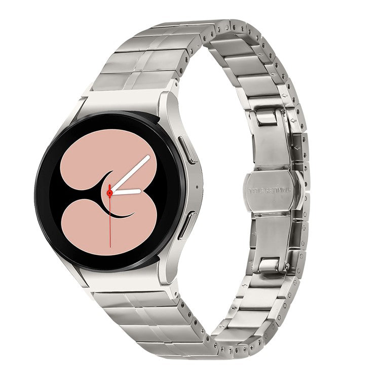 For Samsung Galaxy Watch FE 40mm / Watch4 / Watch4 Classic /  Watch4 Active / Watch 5 / Watch 5 Pro Stainless Steel Strap Wrist Band - Titanium Grey