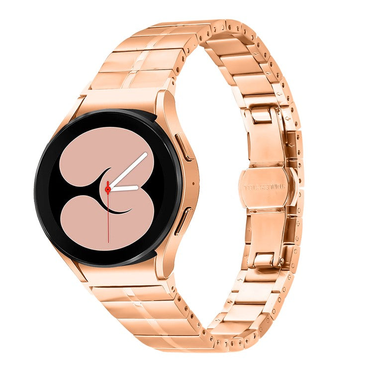 For Samsung Galaxy Watch FE 40mm / Watch4 / Watch4 Classic / Watch4 Active / Watch 5 / Watch 5 Pro Stainless Steel Strap Wrist Band - Rose Gold
