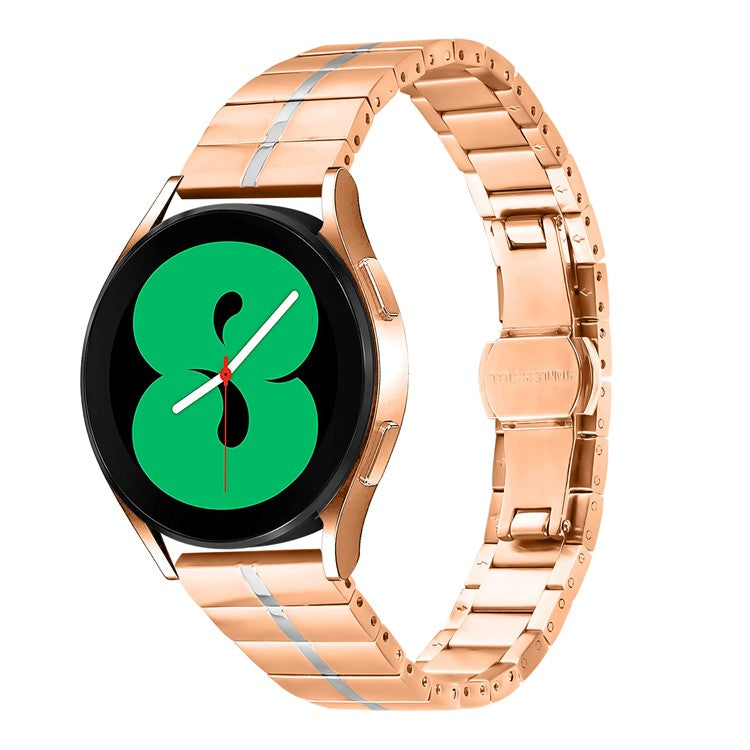 For Huawei Watch 2 / Watch GT 2 42mm / Watch GT 3 42mm Stainless Steel Watch Strap Stylish Wrist Band - Rose Gold+Silver