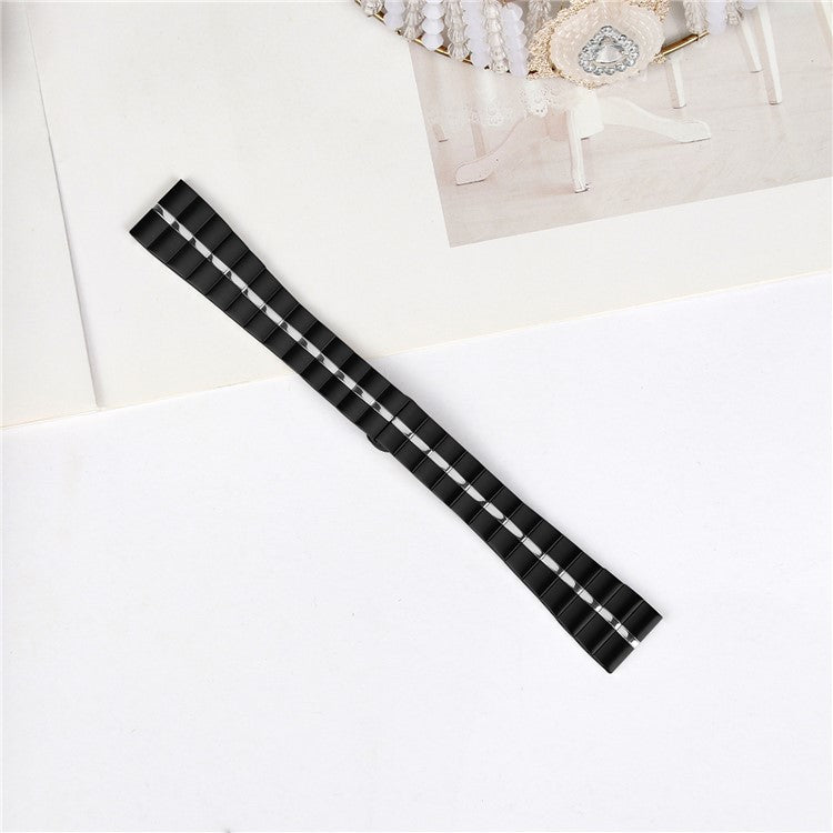 For Garmin Vivomove 3 / GarminMove 3 Stainless Steel Watch Strap Replacement Wrist Band - Black+Silver