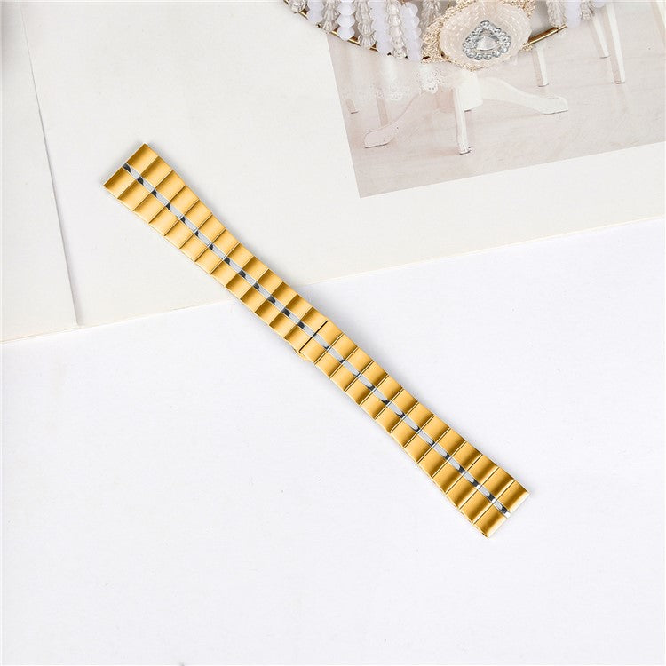 For Garmin Vivomove Sport / Venu 2 Plus Replacement Band 1-Bead Stainless Steel Smartwatch Strap - Gold+Silver
