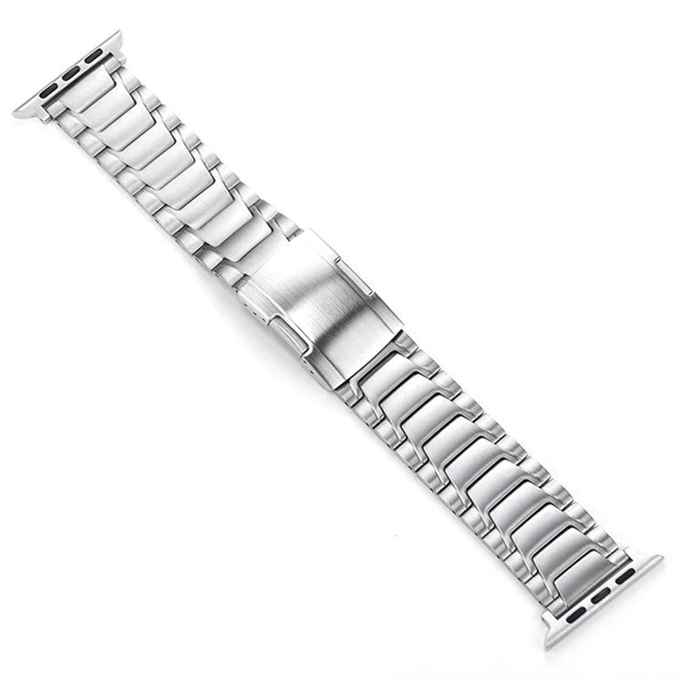 For Apple Watch 10 46mm / Ultra 2 / Ultra 49mm / 9 8 7 45mm / SE (2023) SE (2022) SE 6 5 4 44mm / 3 2 1 42mm Titanium Alloy Strap Turtleback Clasp - Silver