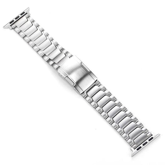 For Apple Watch 10 46mm / Ultra 2 / Ultra 49mm / 9 8 7 45mm / SE (2023) SE (2022) SE 6 5 4 44mm / 3 2 1 42mm Titanium Alloy Strap Turtleback Clasp - Silver