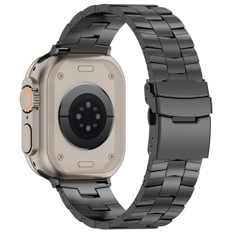 For Apple Watch 10 46mm / Ultra 2 / Ultra 49mm / 9 8 7 45mm / SE (2023) SE (2022) SE 6 5 4 44mm / 3 2 1 42mm Titanium Alloy Strap Rice Spike Design - Black