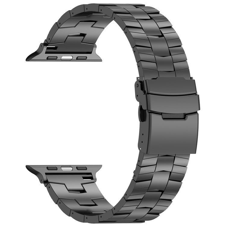 For Apple Watch 10 46mm / Ultra 2 / Ultra 49mm / 9 8 7 45mm / SE (2023) SE (2022) SE 6 5 4 44mm / 3 2 1 42mm Titanium Alloy Strap Rice Spike Design - Black