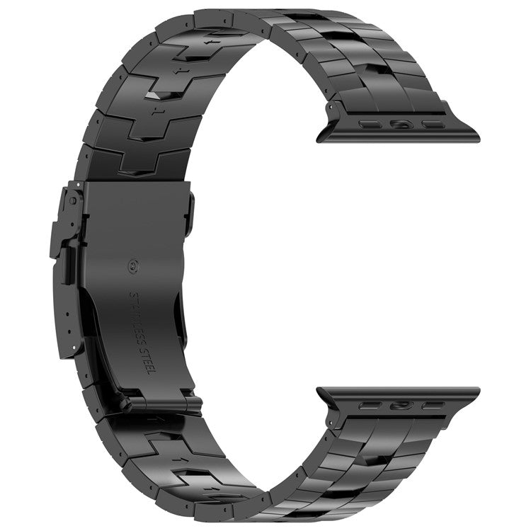 For Apple Watch 10 46mm / Ultra 2 / Ultra 49mm / 9 8 7 45mm / SE (2023) SE (2022) SE 6 5 4 44mm / 3 2 1 42mm Titanium Alloy Strap Rice Spike Design - Black