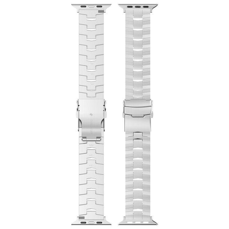 For Apple Watch 10 46mm / Ultra 2 / Ultra 49mm / 9 8 7 45mm / SE (2023) SE (2022) SE 6 5 4 44mm / 3 2 1 42mm Titanium Alloy Strap Rice Spike Design - Black