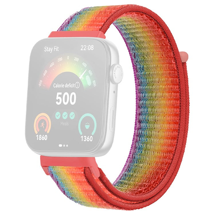 For Huawei Watch Fit 3 Band Breathable Braided Nylon Sport Adjustable Watch Strap - Rainbow