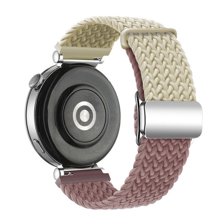 For Huawei Watch GT 4 41mm Universal 18mm Watch Strap Woven Wrist Band with Silver Magnetic Buckle - Starlight+Smoky Purple