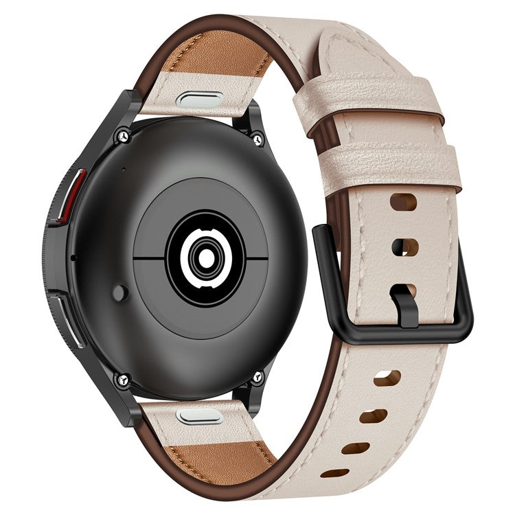 22mm Universal Smart Watch Replacement Strap Top Layer Cowhide Adjustable Wrist Band - Starlight