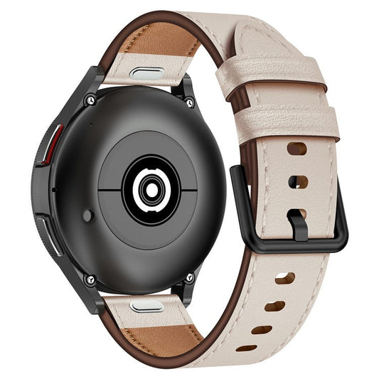 22mm Universal Smart Watch Replacement Strap Top Layer Cowhide Adjustable Wrist Band - Starlight