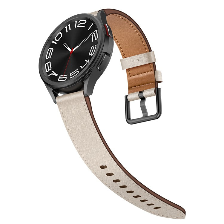 22mm Universal Smart Watch Replacement Strap Top Layer Cowhide Adjustable Wrist Band - Starlight