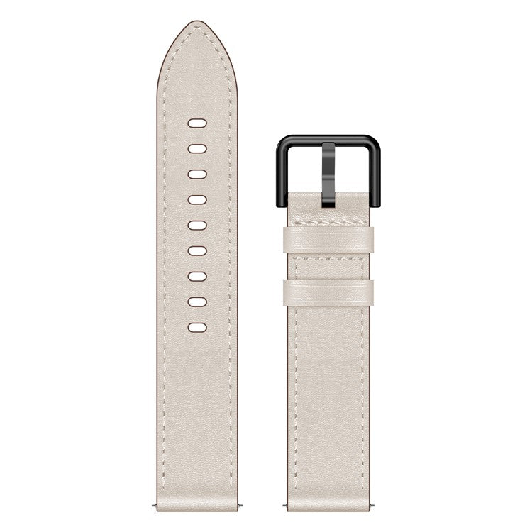 22mm Universal Smart Watch Replacement Strap Top Layer Cowhide Adjustable Wrist Band - Starlight