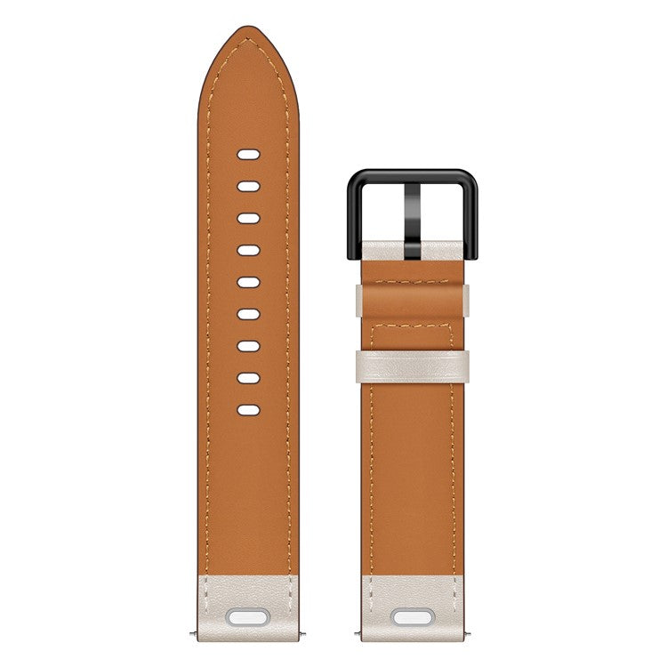 22mm Universal Smart Watch Replacement Strap Top Layer Cowhide Adjustable Wrist Band - Starlight