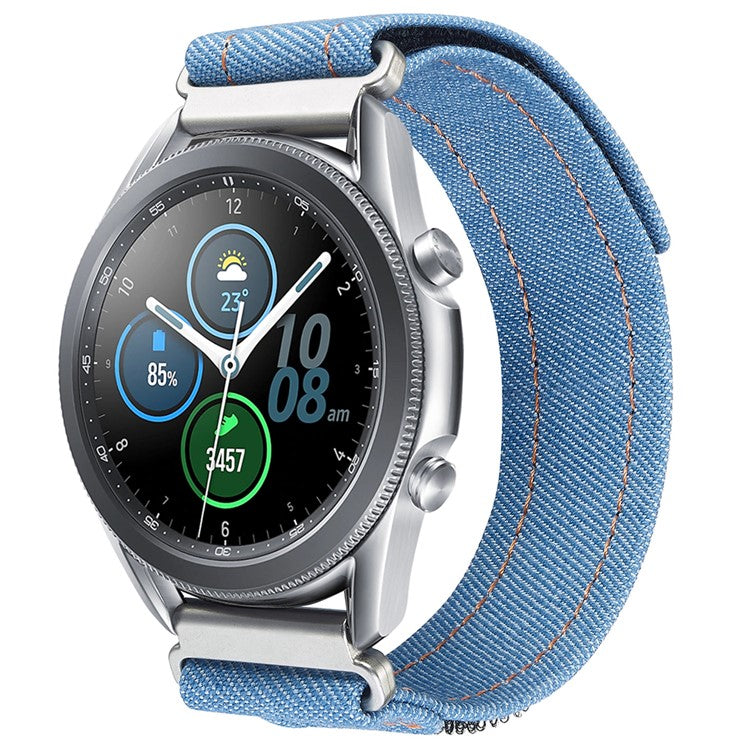 KALEBOL For Huawei Watch 4/4 Pro/GT 4 46mm Universal Smart Watch Strap 22mm Denim Magic Tape Adjustable Wrist Band - Baby Blue