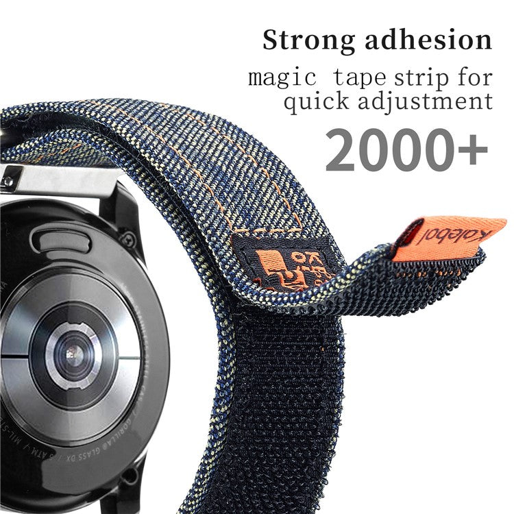 KALEBOL For Huawei Watch 4/4 Pro/GT 4 46mm Universal Smart Watch Strap 22mm Denim Magic Tape Adjustable Wrist Band - Baby Blue