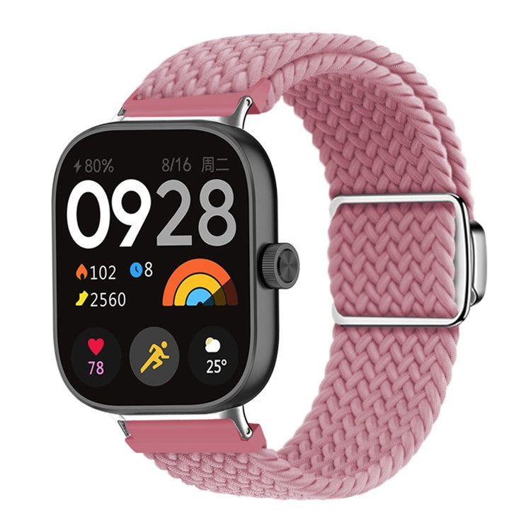 For Xiaomi Smart Band 8 Pro / Redmi Watch 4 Loop Strap Magnetic Buckle Woven Watch Band - Pink