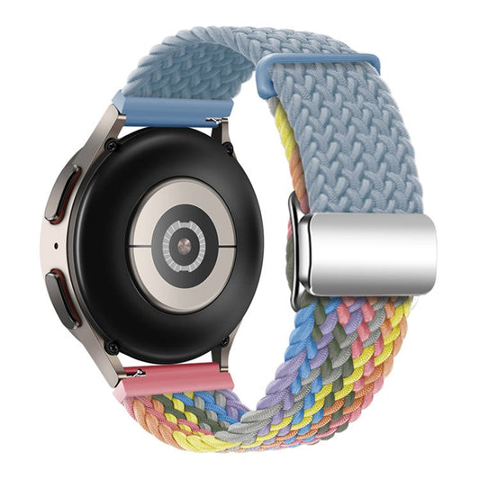 For Huawei Watch GT 3 42mm / GT 3 Pro 43mm Universal 20mm Woven Strap Magnetic Silver Buckle Watch Band - Rock Cyan+Colorful