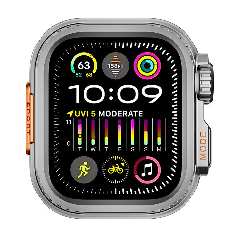 For Apple Watch Series 9 / 8 / 7 45mm Anti-drop Watch Case Metal Protective Frame - Grey