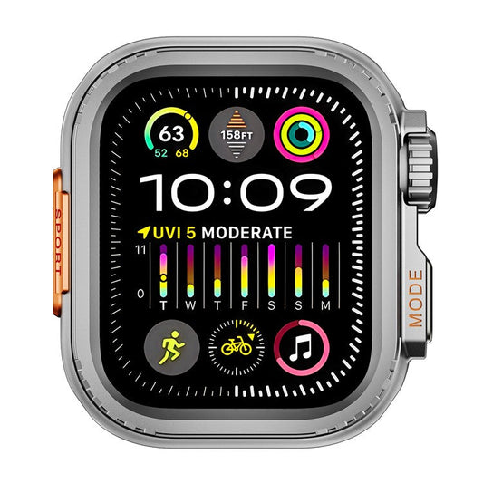 For Apple Watch Series 9 / 8 / 7 45mm Anti-drop Watch Case Metal Protective Frame - Grey