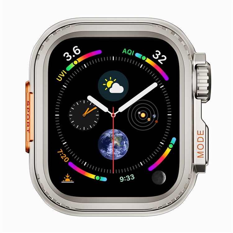 For Apple Watch Series 9 / 8 / 7 45mm Anti-drop Watch Case Metal Protective Frame - Titanium
