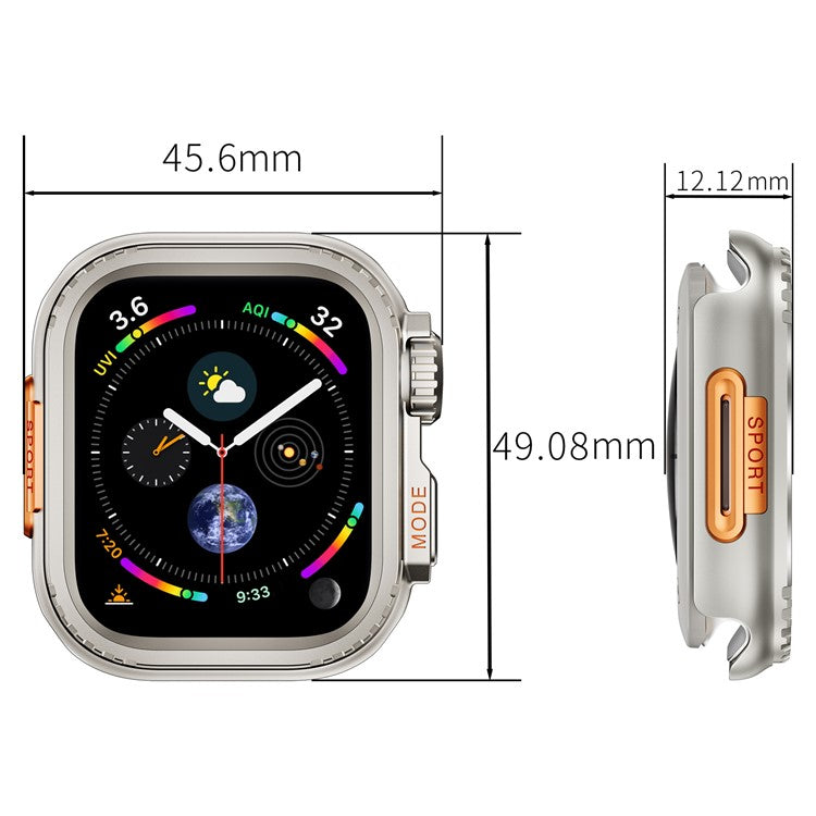For Apple Watch Series 9 / 8 / 7 45mm Anti-drop Watch Case Metal Protective Frame - Titanium
