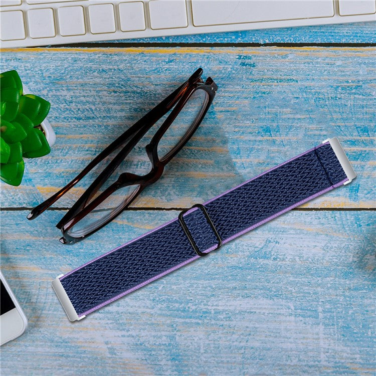 For Garmin Vivomove Style / Garminmove Style 20mm Elastic Watch Strap Replacement Watchband - Purple+Blue