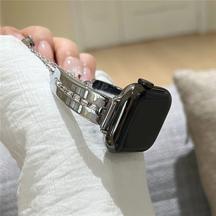 For Apple Watch Series 10 42mm / 9 8 7 41mm / SE (2023) SE (2022) SE 6 5 4 40mm / 3 2 1 38mm Wristband Alloy Bangle Bracelet - Silver