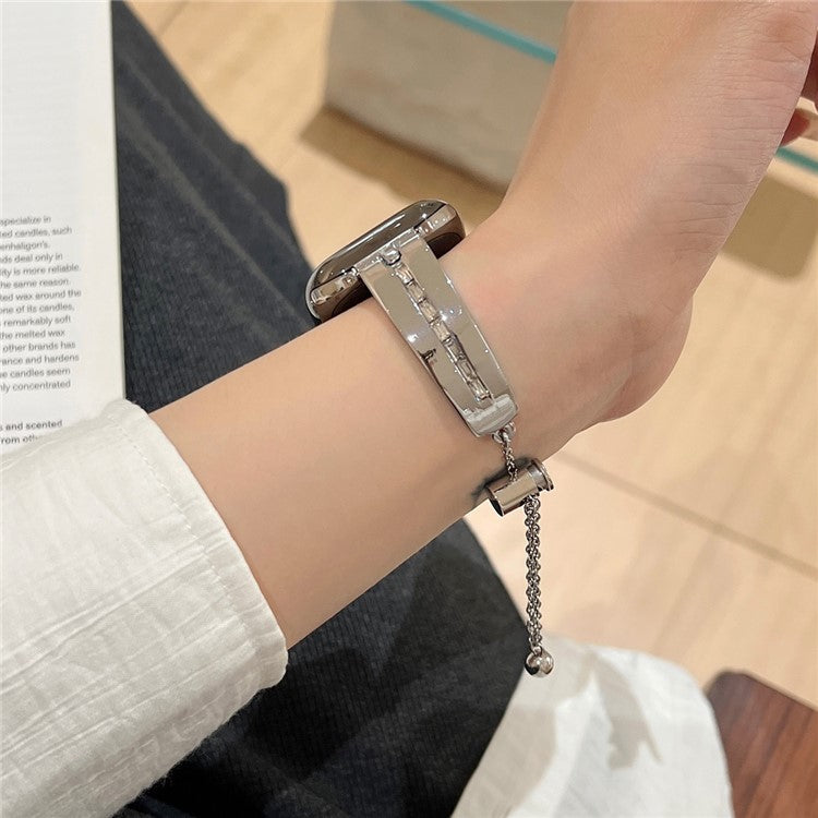 For Apple Watch Series 10 42mm / 9 8 7 41mm / SE (2023) SE (2022) SE 6 5 4 40mm / 3 2 1 38mm Wristband Alloy Bangle Bracelet - Silver