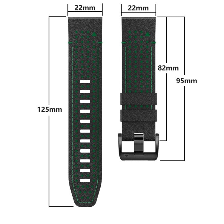 For Garmin Fenix 7 / 7 Pro Watch Strap 22mm Leather + Silicone Watch Band - Black+Red