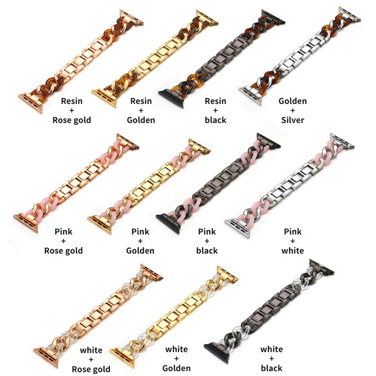 Cowboy Chain Resin + Metal Wrist Band for Watch Ultra 49mm / Ultra 2 49mm / Series 9 45mm / SE (2023) 44mm / Series 8 / 7 45mm / Series 6 / SE / SE (2022) 44m / 5 / 4 44mm / Series 1 / 2 / 3 42mm - Black / White