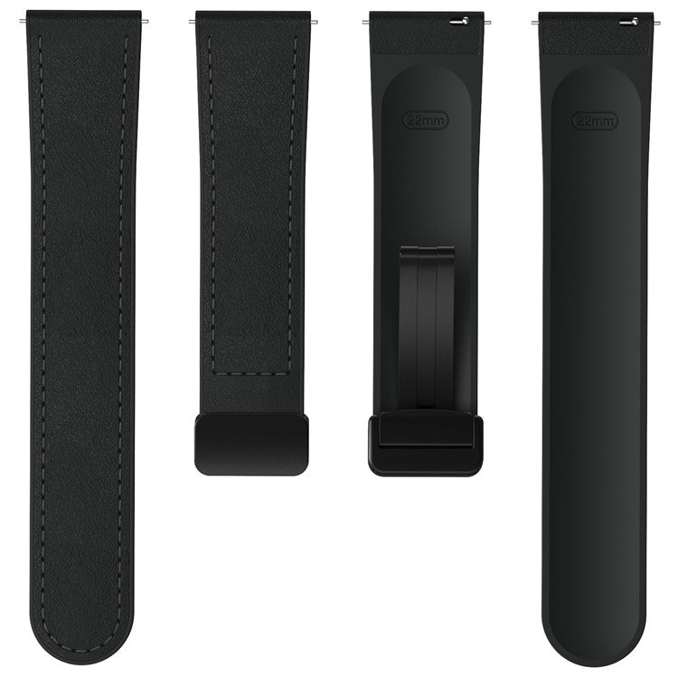 For Huawei Watch GT 3 42mm / GT 3 Pro 43mm Watch Band 20mm Leather Coated Silicone Strap with Magnetic Buckle - Black