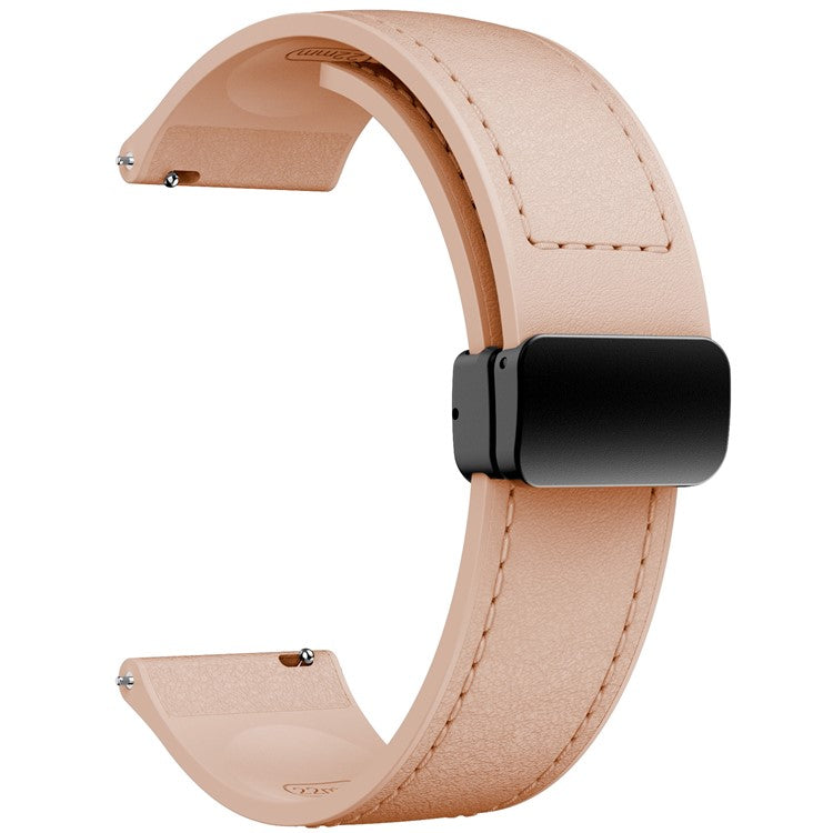 For Huawei Watch 4 / 4 Pro / GT 4 46mm Watch Strap 22mm Magnetic Leather Coated Silicone Band - Pink