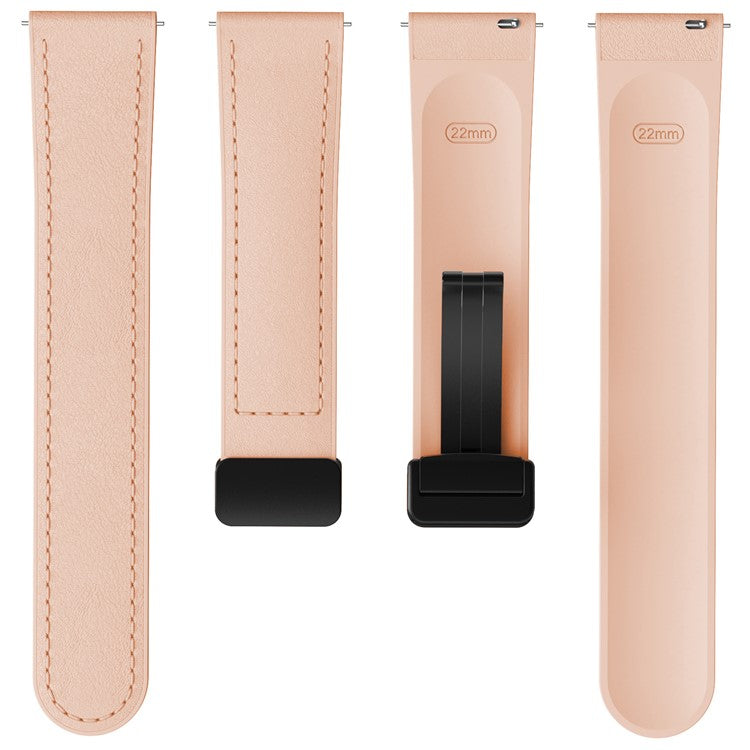 For Huawei Watch 4 / 4 Pro / GT 4 46mm Watch Strap 22mm Magnetic Leather Coated Silicone Band - Pink