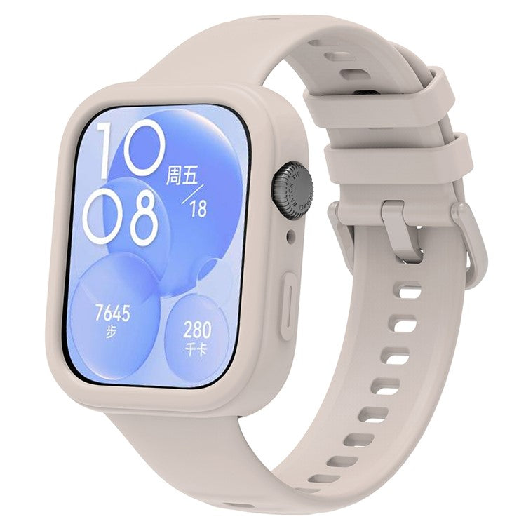 For Huawei Watch Fit 3 Silicone Band Wrist Strap with Watch Case - Starlight