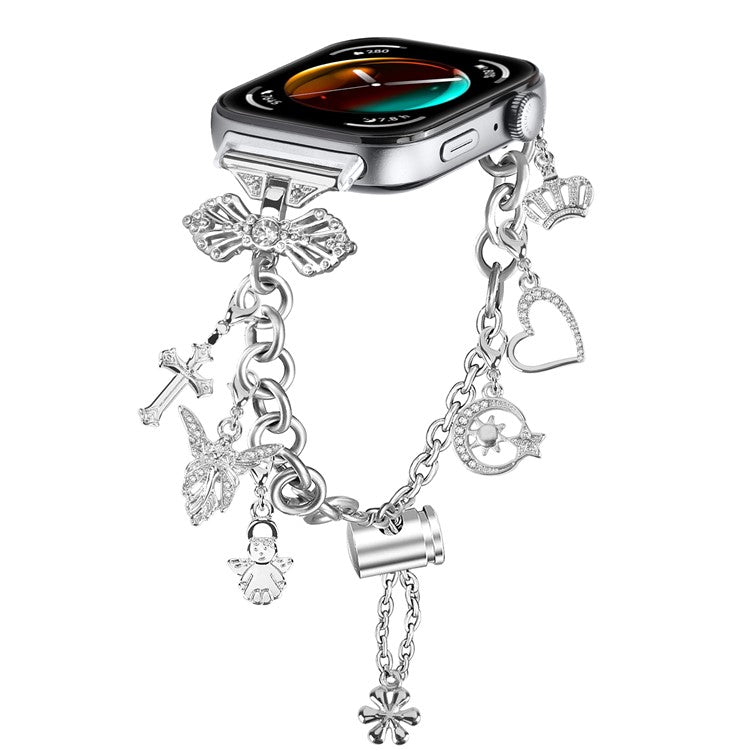For Huawei Watch Fit 3 Rhinestones Decor Pendants Design Watch Strap Alloy Bracelet - Silver