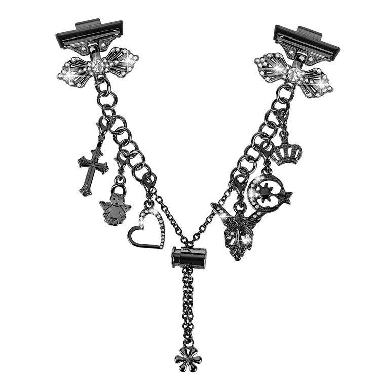 For Huawei Watch Fit 3 Pendants Design Rhinestones Decor Watch Strap Alloy Bracelet - Black