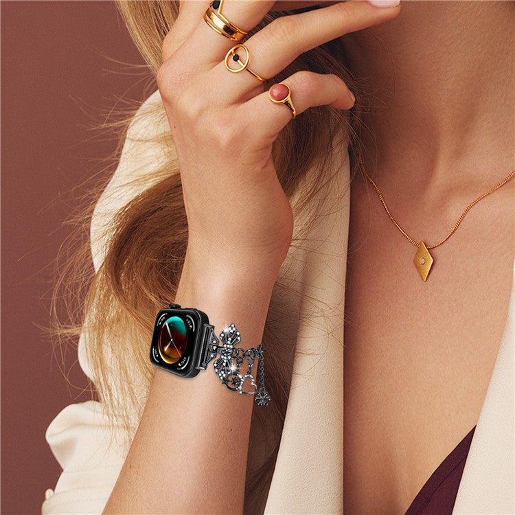 For Huawei Watch Fit 3 Pendants Design Rhinestones Decor Watch Strap Alloy Bracelet - Black