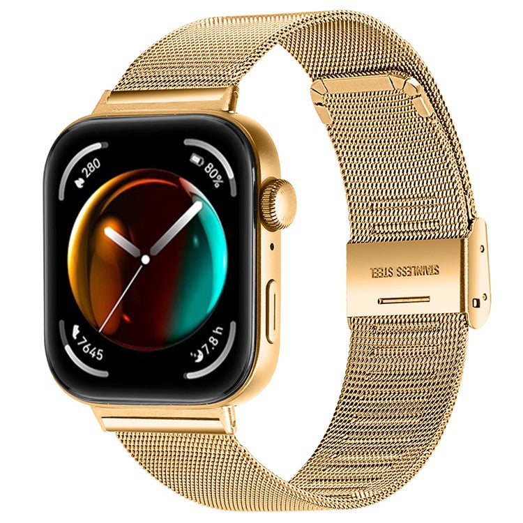For Huawei Watch Fit 3 Milanese Mesh Band 316L Stainless Steel Watch Strap - Gold