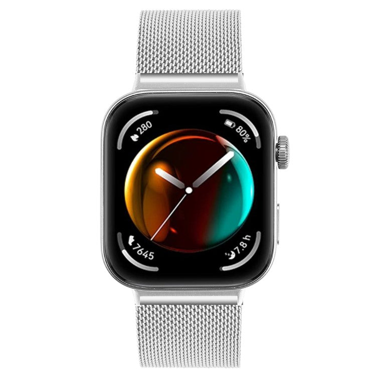For Huawei Watch Fit 3 Quick Release Band Stainless Steel Milanese Wrist Strap, Silver