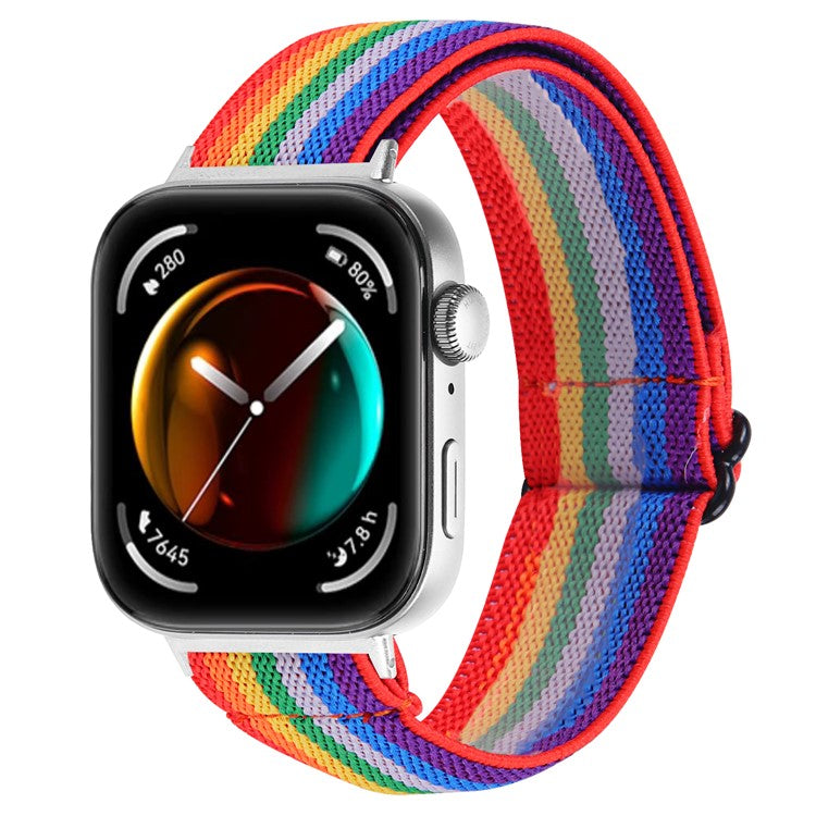 For Huawei Watch Fit 3 Nylon Watch Strap Pattern Print Adjustable Elastic Wrist Band - 8#