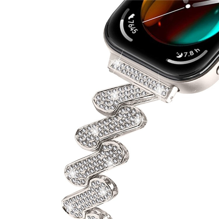 For Huawei Watch Fit 3 Watch Band Rhinestone Decor 7-Shape Metal Wrist Strap - Starlight