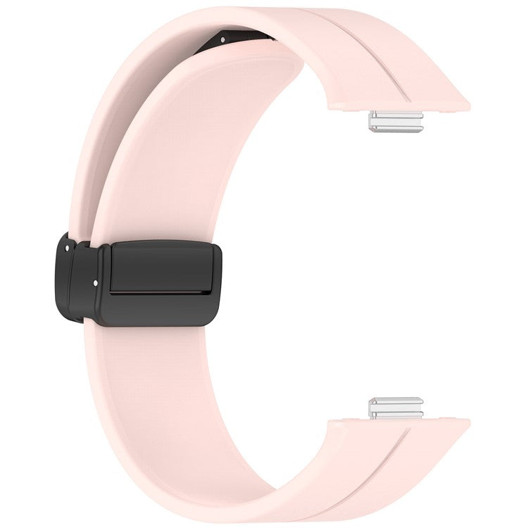 For Huawei Watch Fit 3 Silicone Watch Band Strap with Magnetic Folding Buckle - Pink