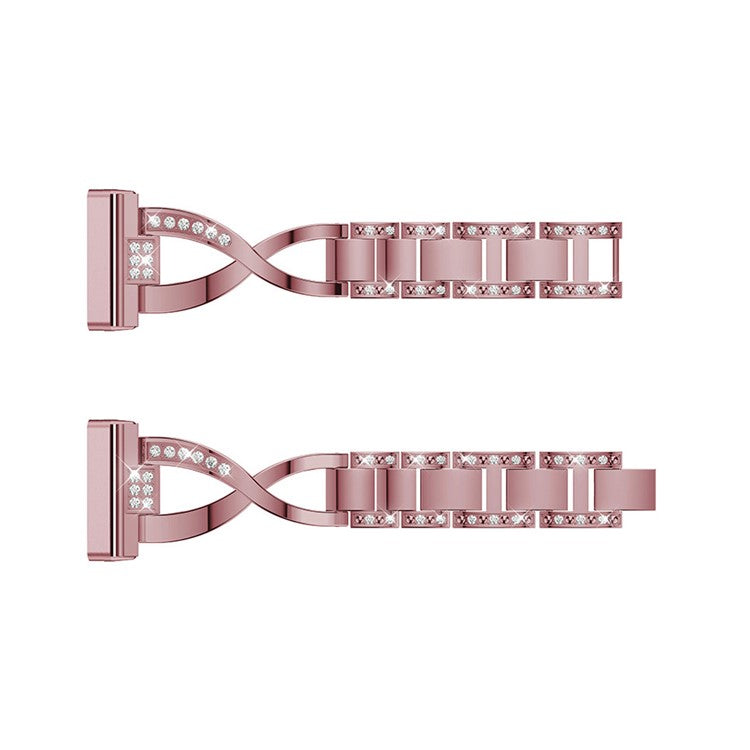 X Shape Rhinestone Decor Watch Band for Fitbit Versa 3 / Versa 4 / Sense / Sense 2 - Pink