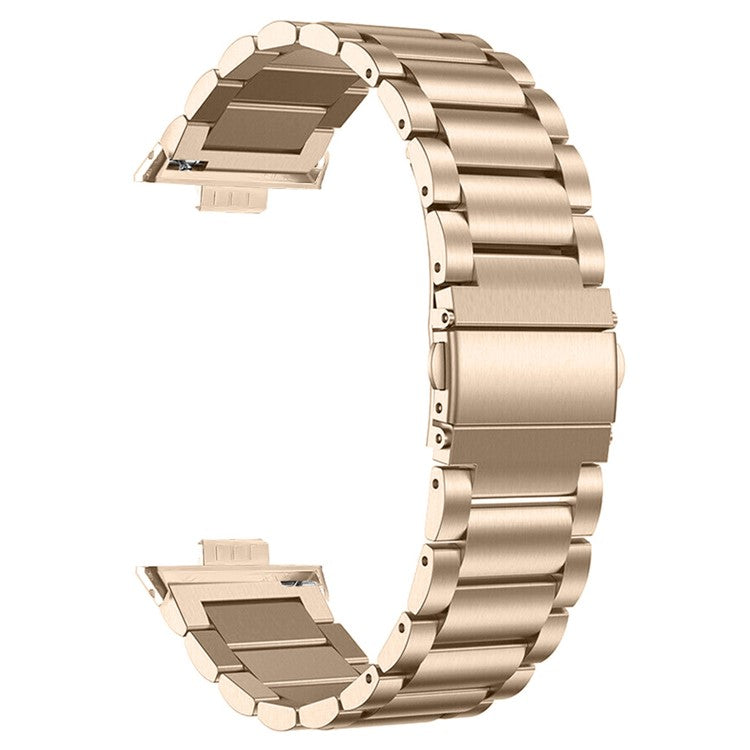 For Huawei Watch Fit 3 Watch Strap Three-Bead Stainless Steel Wrist Band - Champagne Gold