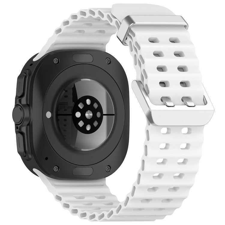 For Samsung Galaxy Watch Ultra 47mm Silicone Watch Strap Dual Pins Buckle Sports Band - White