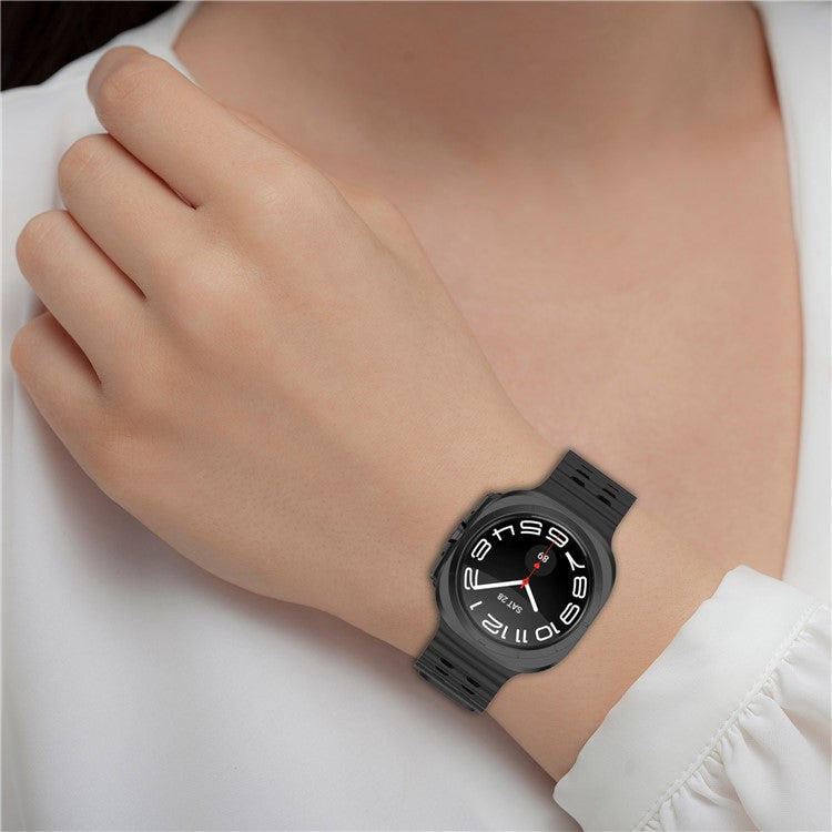 For Samsung Galaxy Watch Ultra 47mm Silicone Watch Strap Dual Pins Buckle Sports Band - White