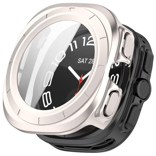 For Samsung Galaxy Watch Ultra 47mm PC Protective Case Watch Frame Integrated with Tempered Glass Screen Film - Matte Starlight