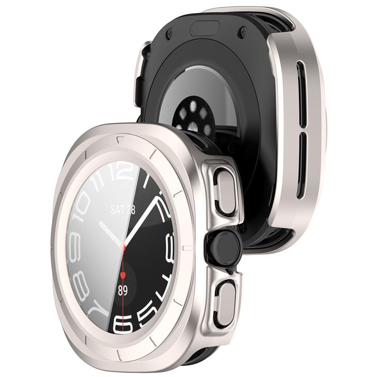 For Samsung Galaxy Watch Ultra 47mm PC Protective Case Watch Frame Integrated with Tempered Glass Screen Film - Matte Starlight